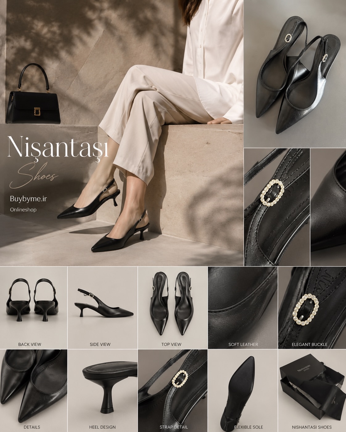 کفش اسلینگ‌بک زنانه نوک تیز Nishantasi